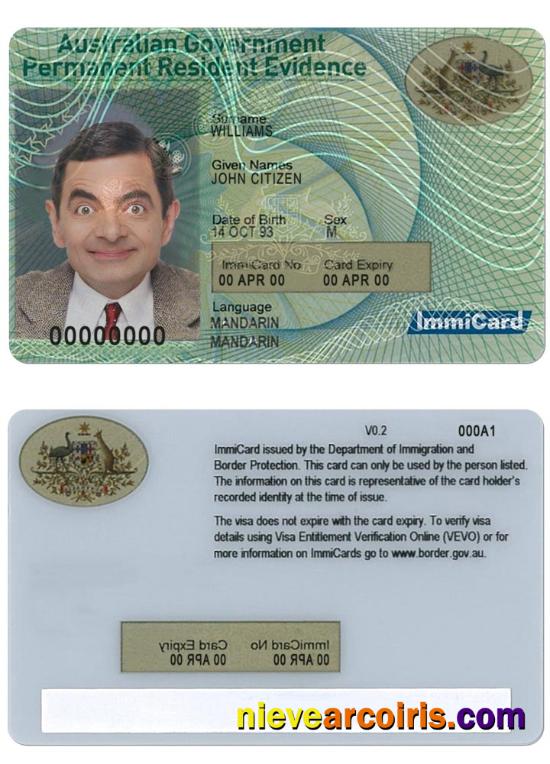 AUSTRALIAN permanent residence card